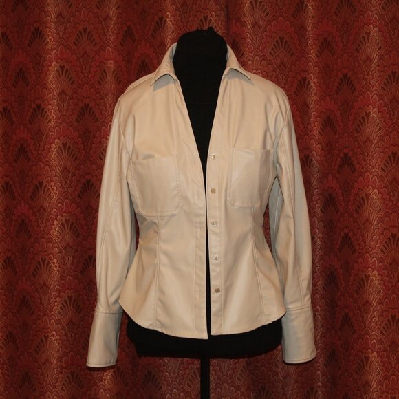 ZARA FAUX LEATHER SHIRT SHACKET NWT Tailored with Button Front-Lrg - Picture 11 of 11